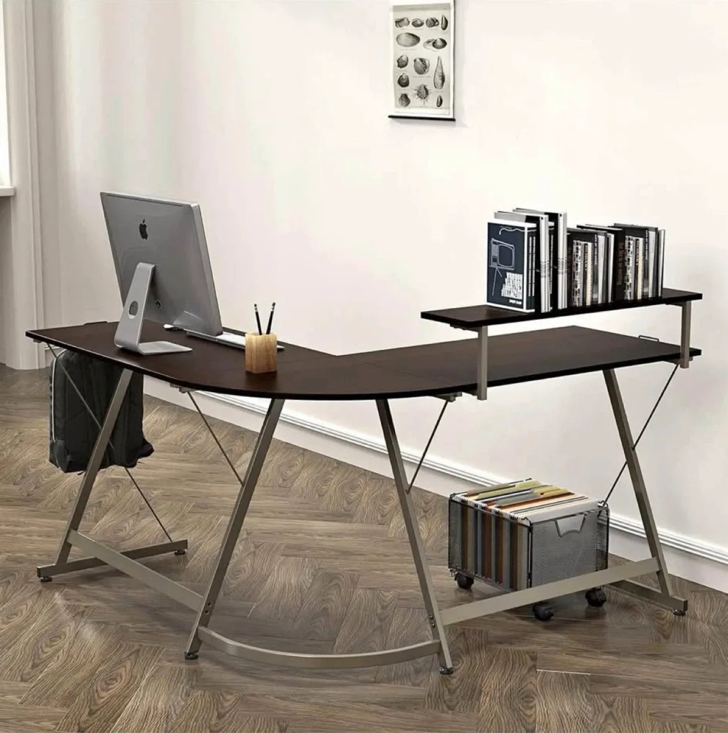 🥕 L Desk with Monitor Stand & pullout keyboard drawer thumbnail