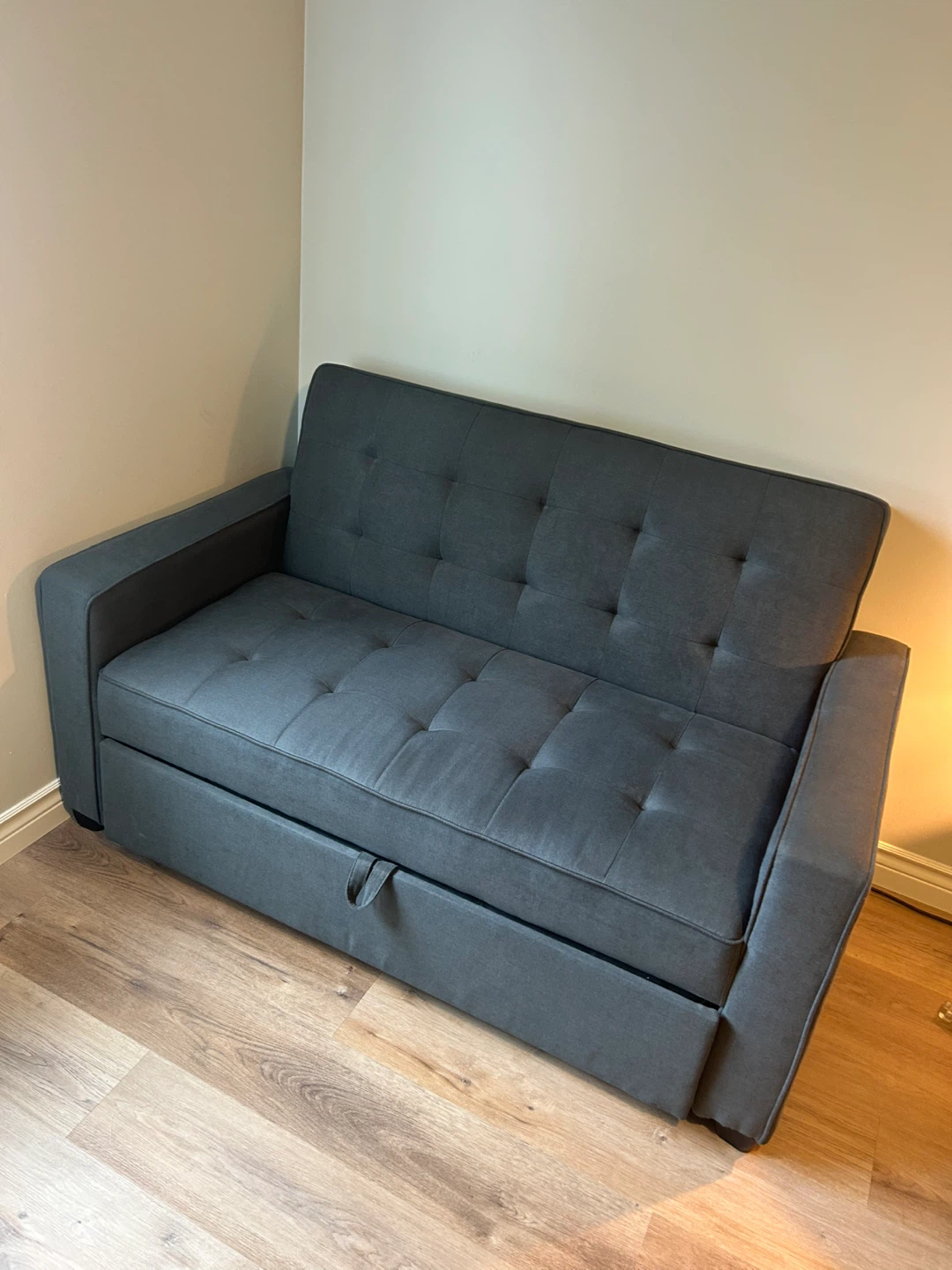 Grey Futon Sofa Bed with Ottoman
