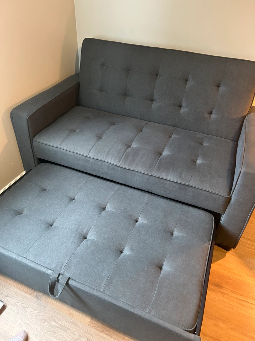 Grey Futon Sofa Bed with Ottoman - photo 2