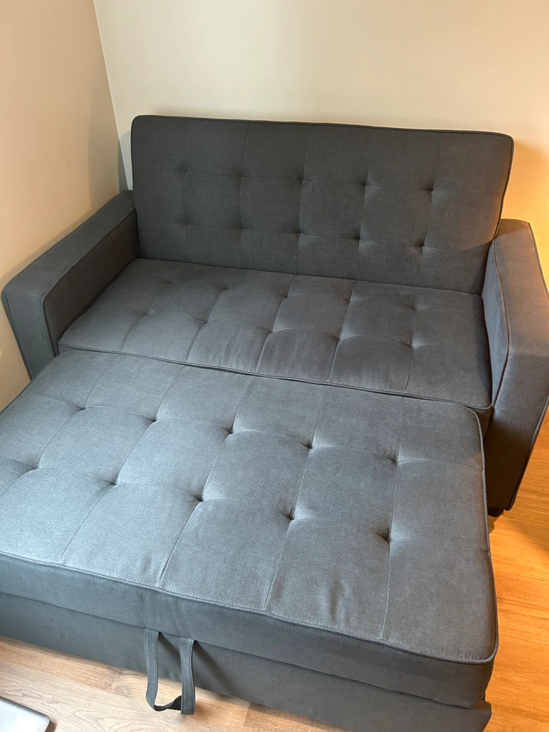 Grey Futon Sofa Bed with Ottoman - photo 3