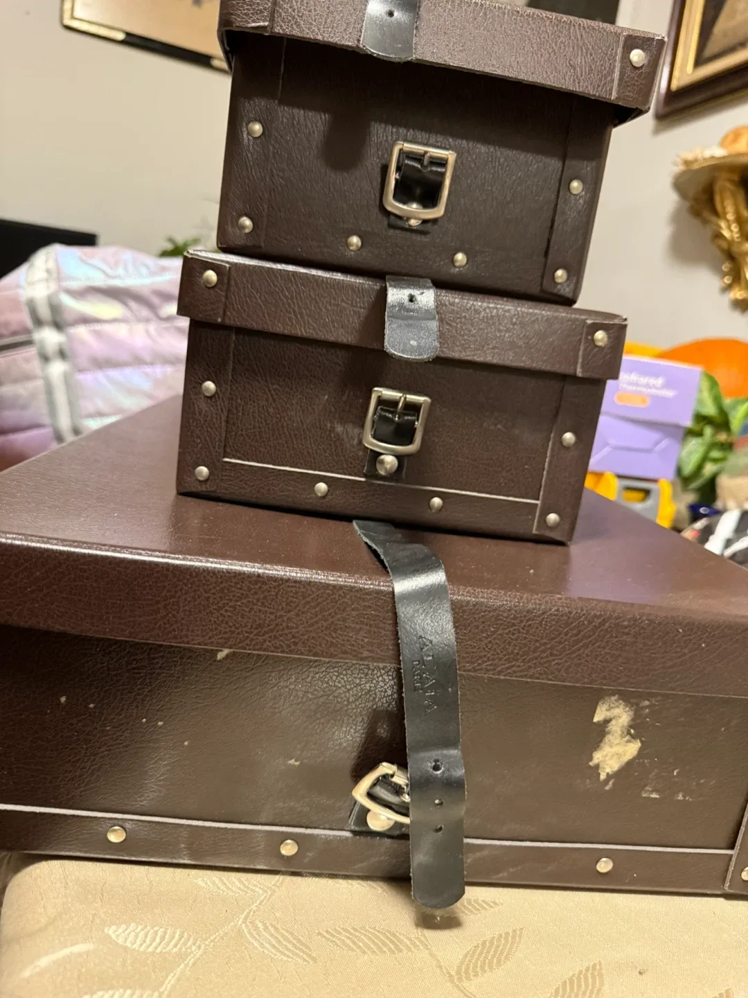 Vintage Atlas Storage Boxes - Set of 3 image indicator(2)