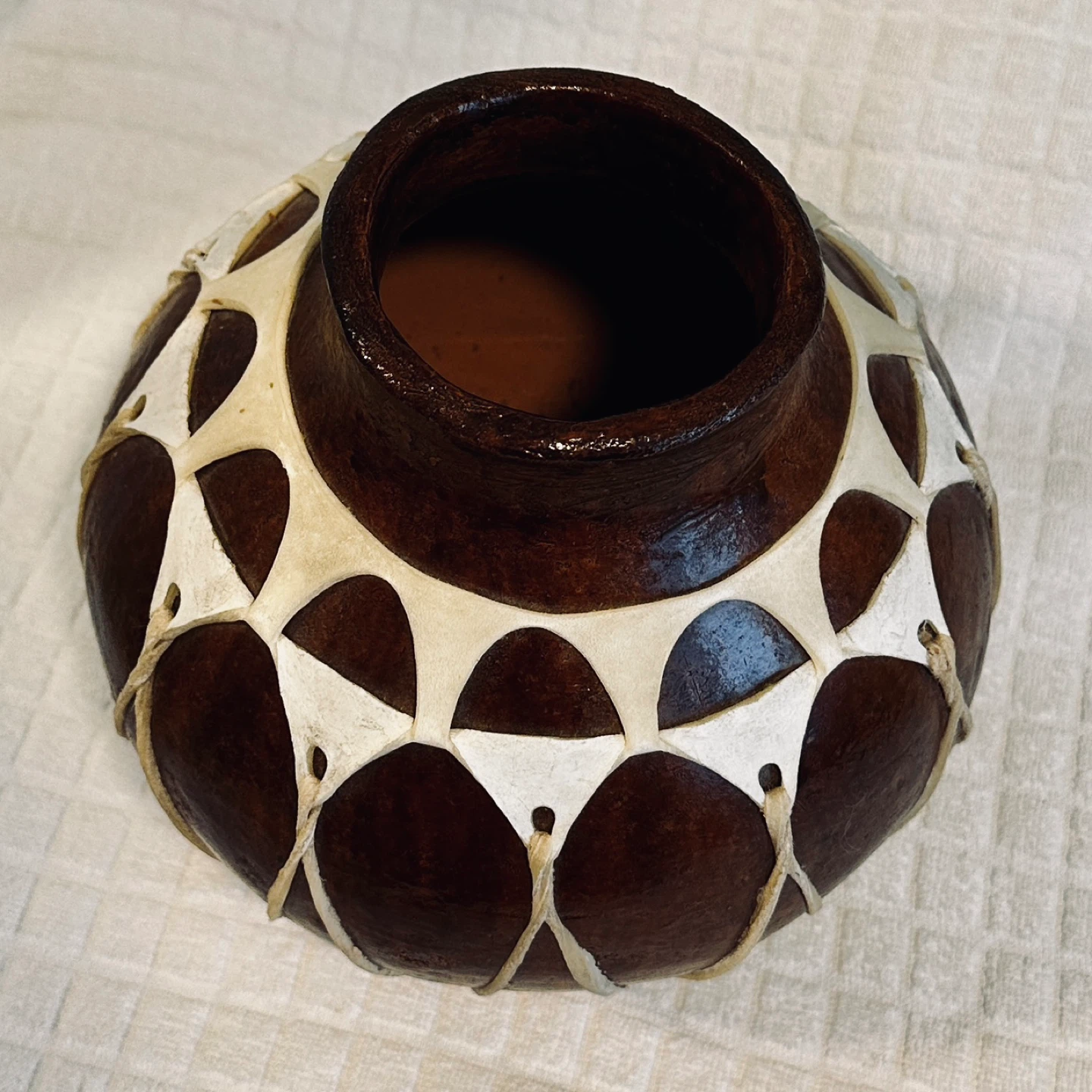 Vintage Tarahumara Mexican Pottery Jug with Sinew… - photo 3
