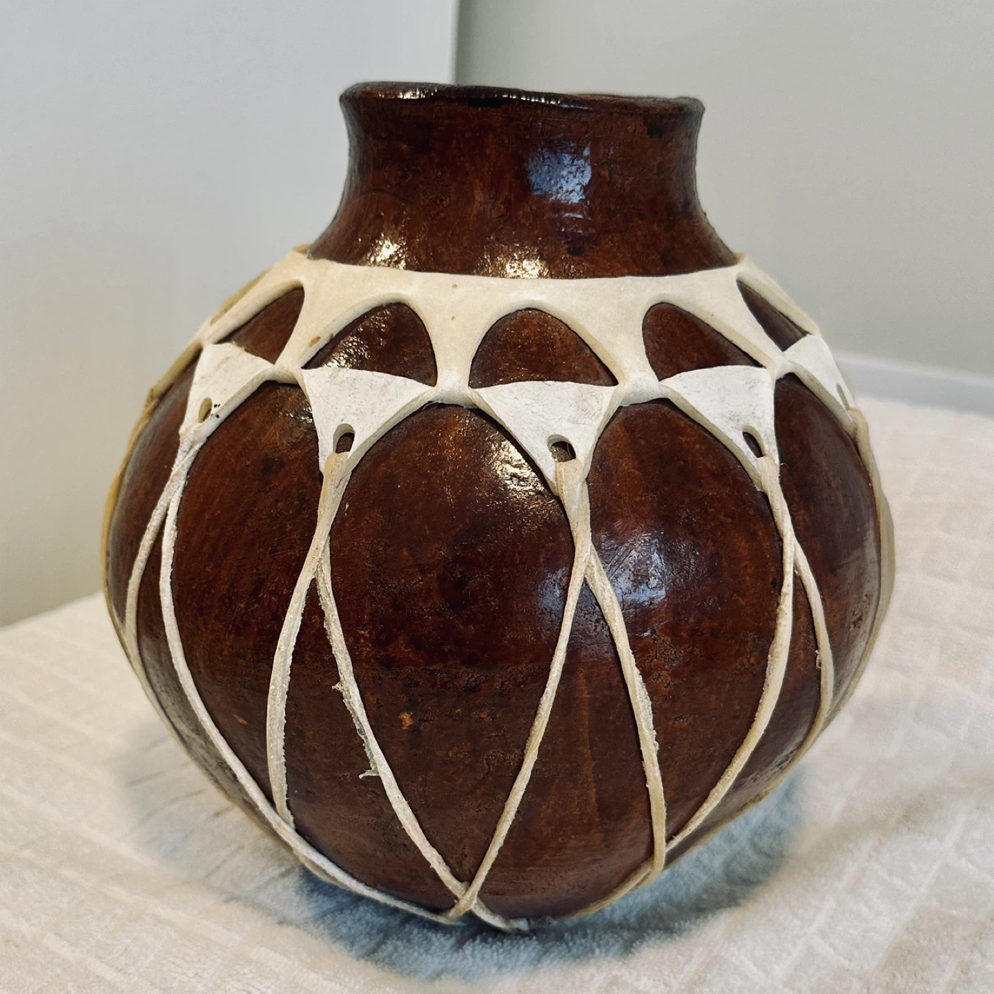 Vintage Tarahumara Mexican Pottery Jug with Sinew…