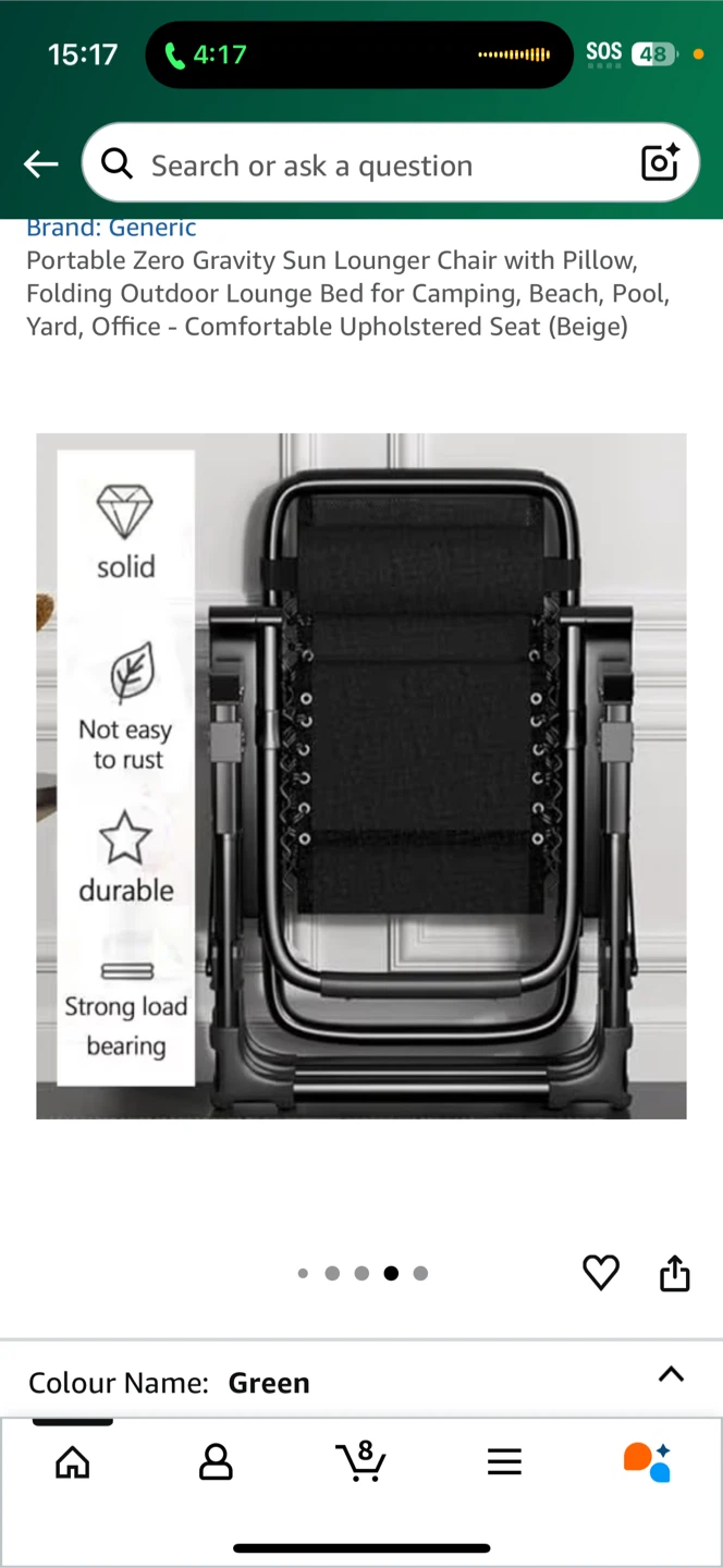 2 Portable Zero Gravity Lounge Chair - Green - photo 5