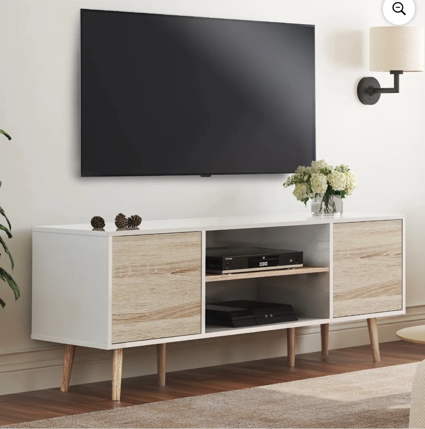 Modern TV Stand with Cabinets White/Tan image indicator(4)