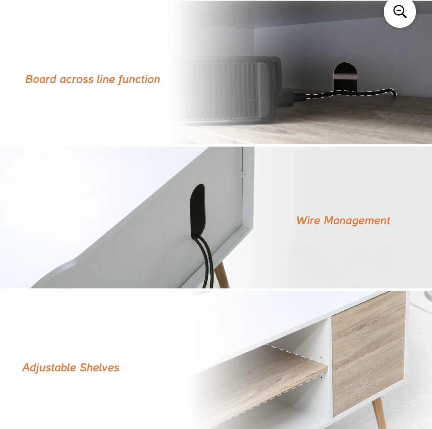 Modern TV Stand with Cabinets White/Tan image indicator(6)