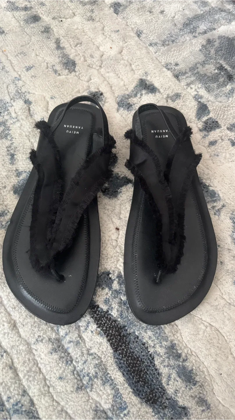 Leather and silk Black Sandals