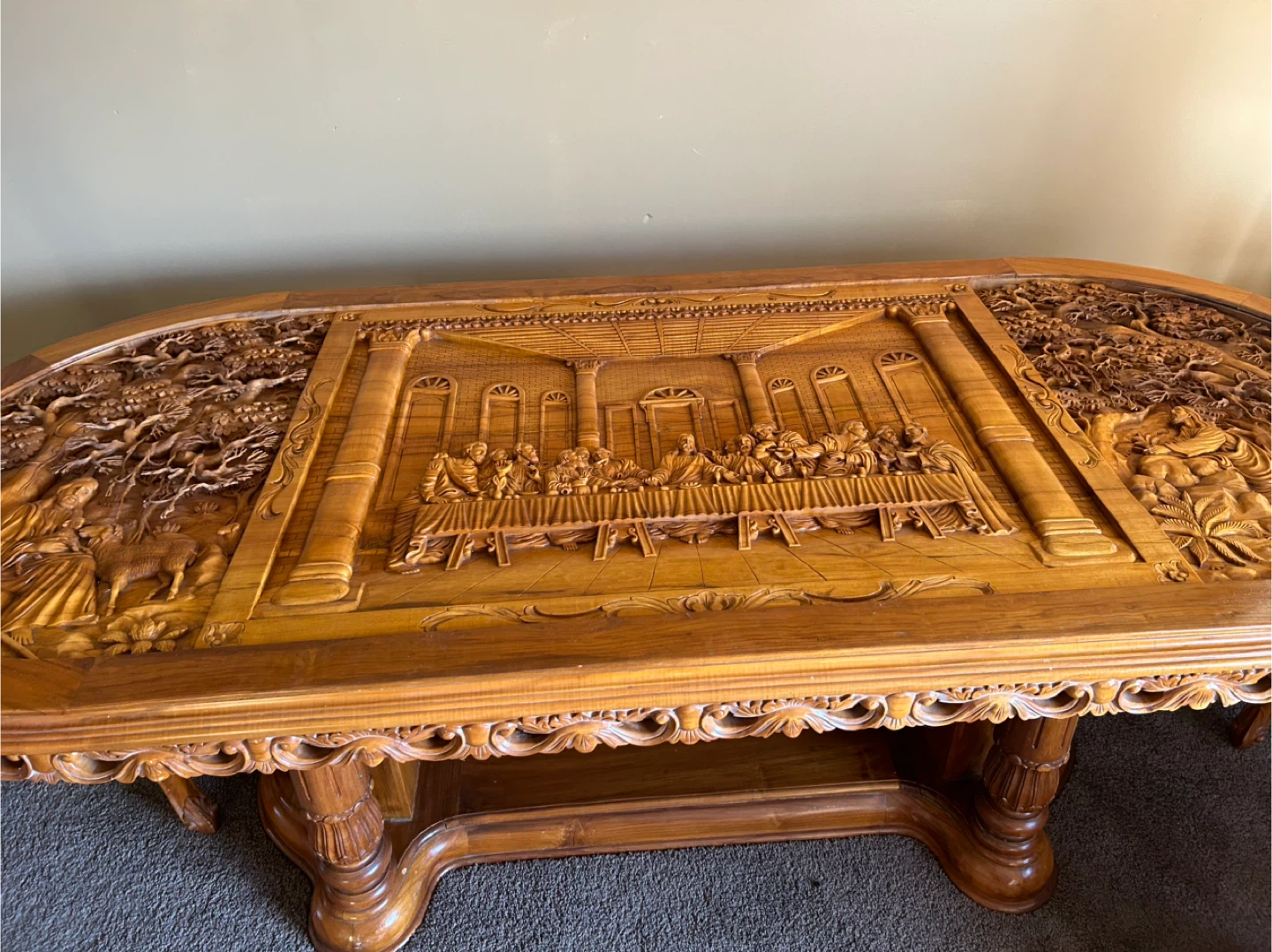 Hand Carved Wooden Table & Chairs - photo 5