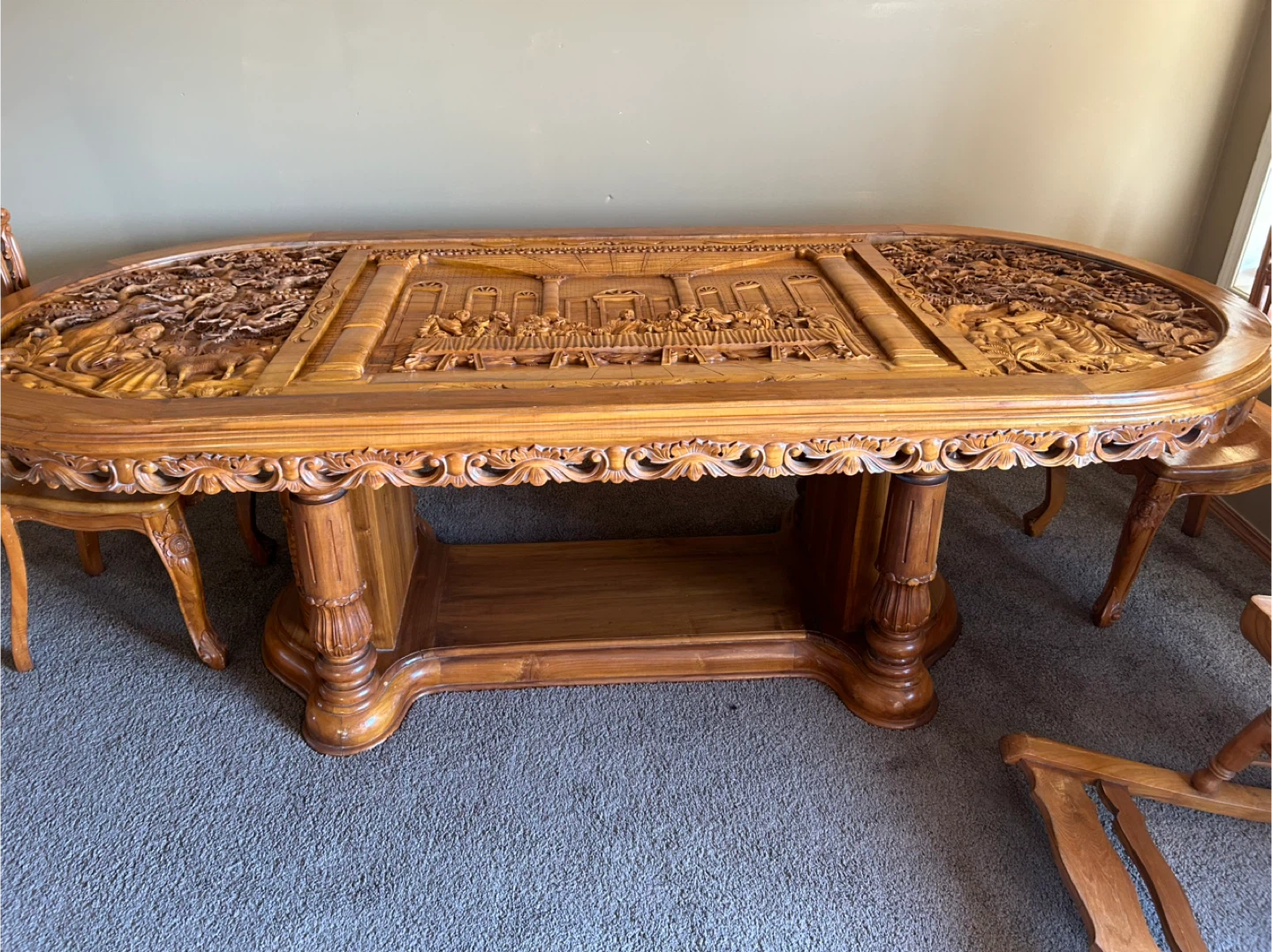 Hand Carved Wooden Table & Chairs - photo 4