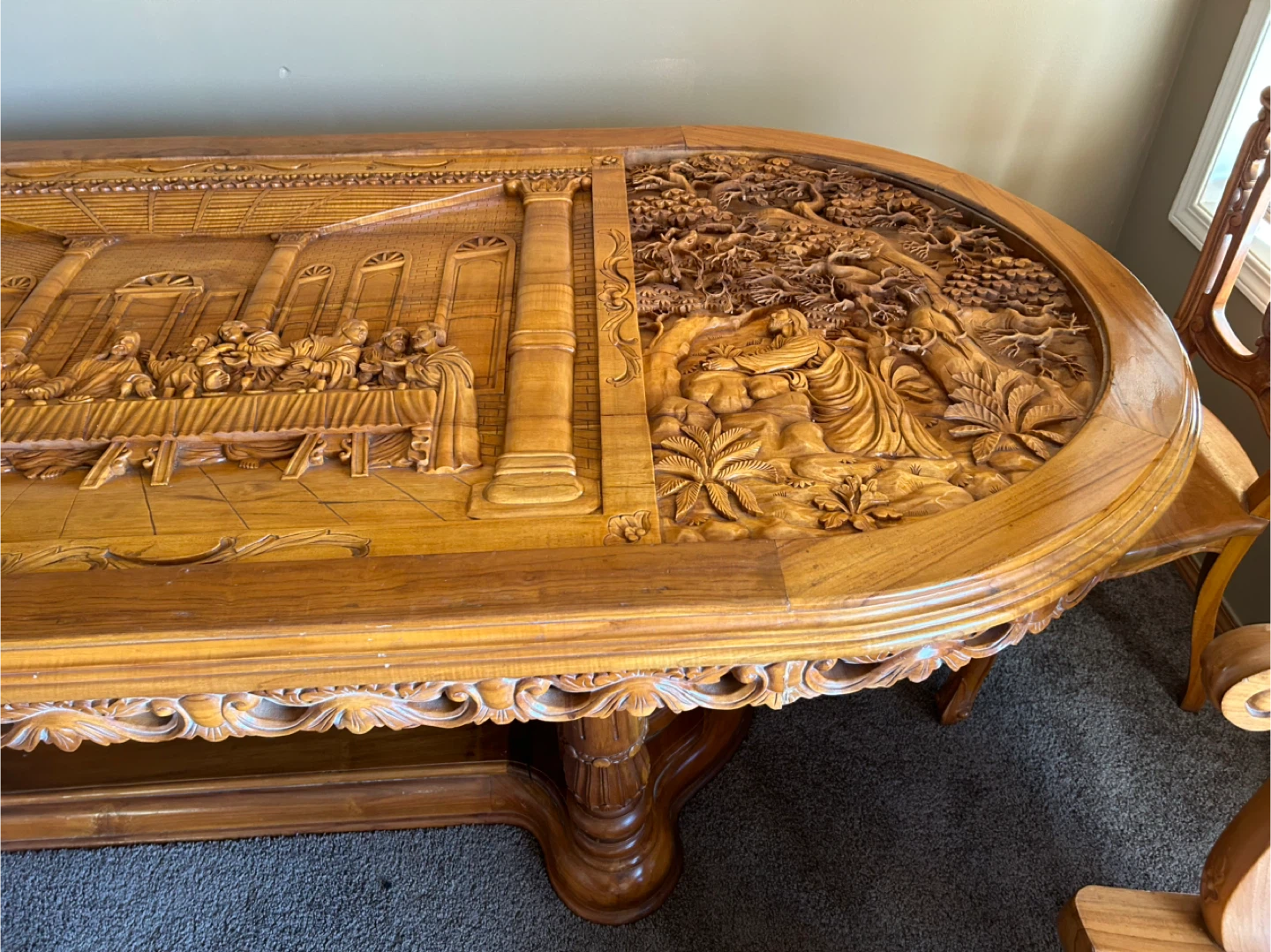 Hand Carved Wooden Table & Chairs - photo 3