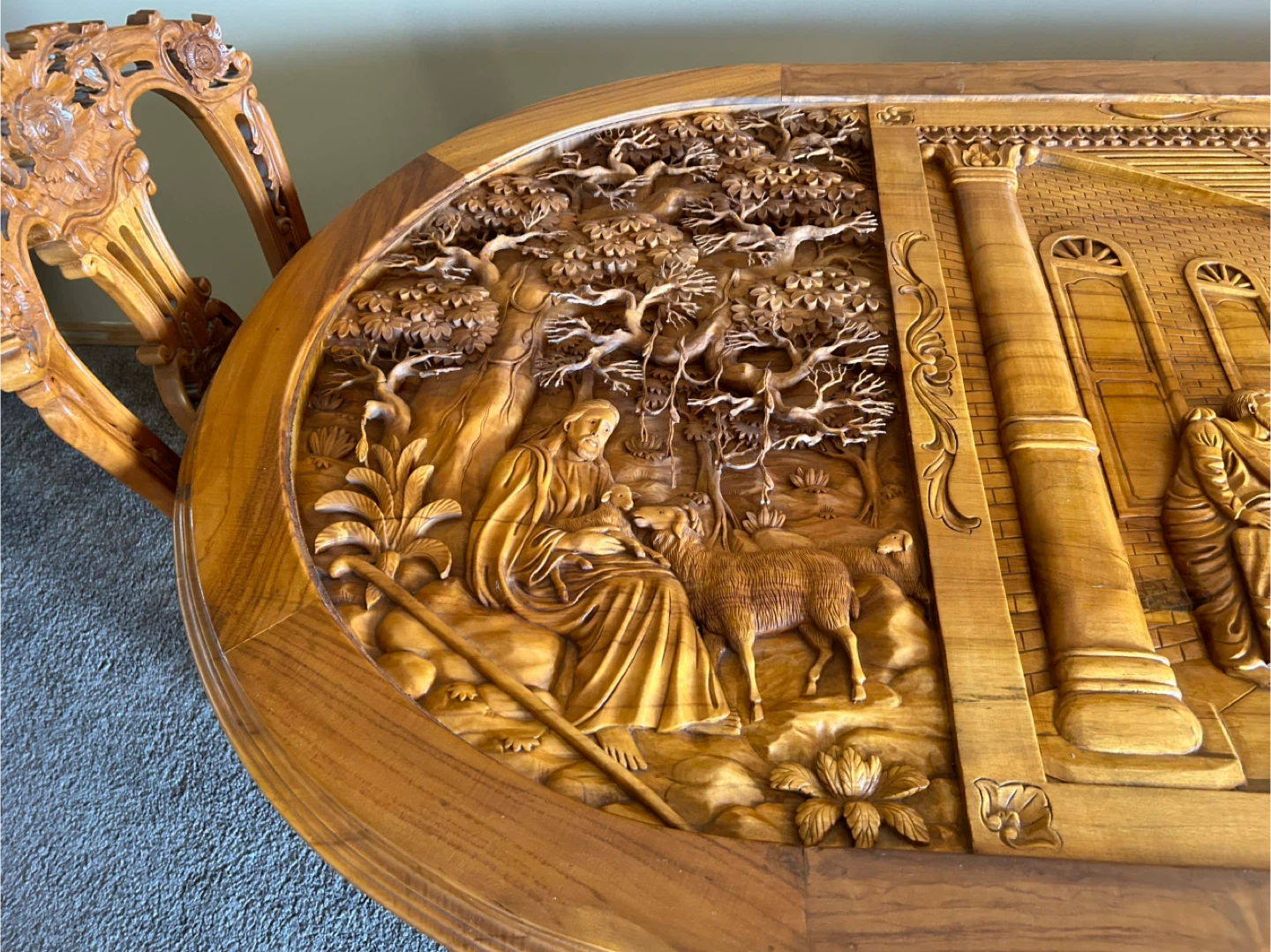 Hand Carved Wooden Table & Chairs - photo 2