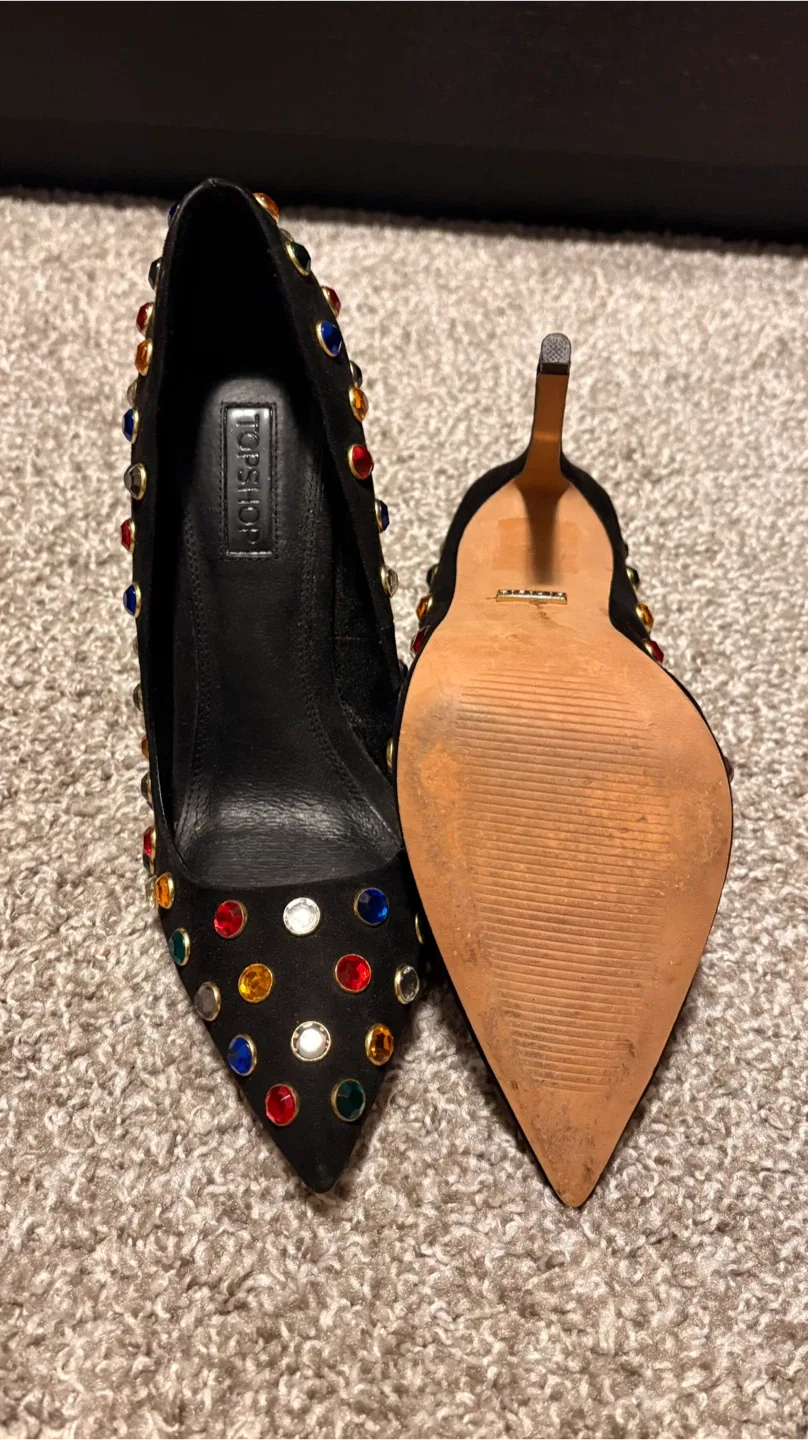 Topshop Black Jeweled Heels image indicator(2)