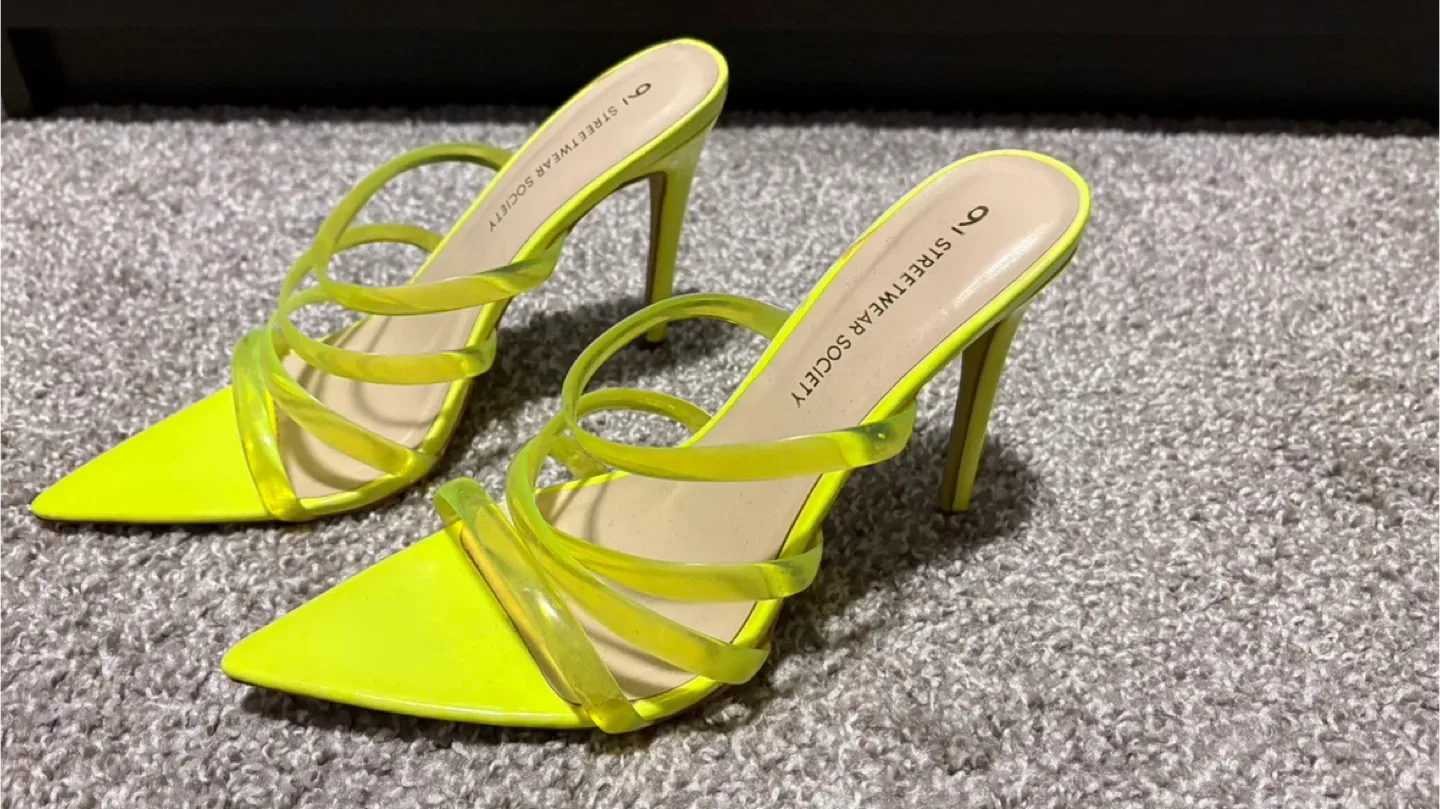 Streetwear Society Neon Yellow Heels, Size 9
