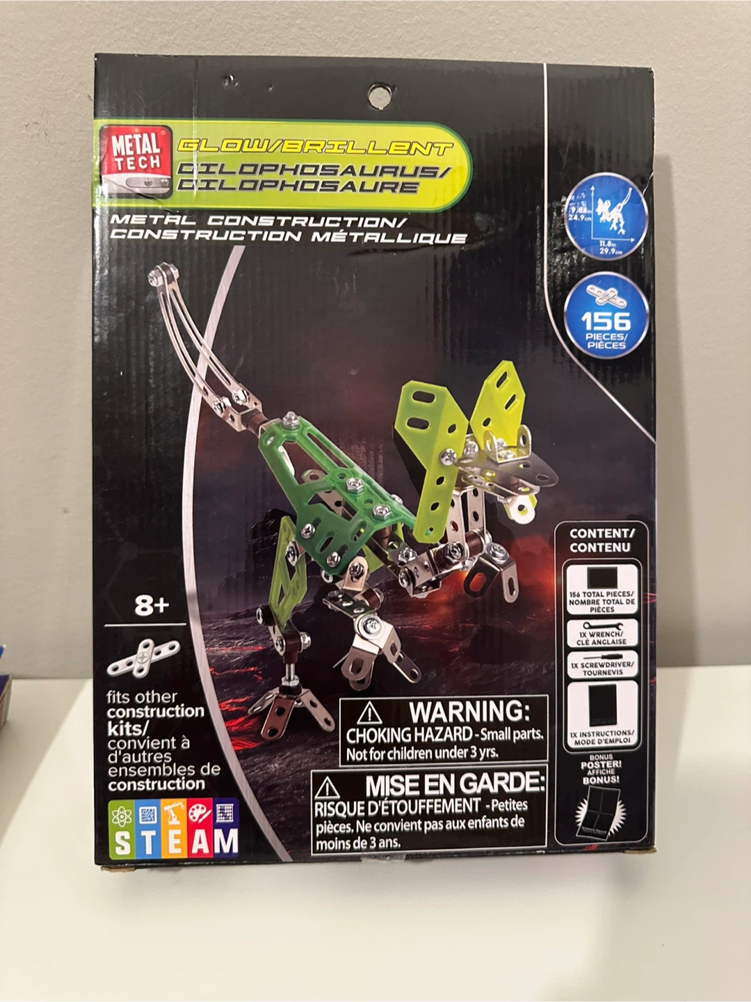 New Metal Tech Glowbrillent Dilophosaurus Construction Set 8+