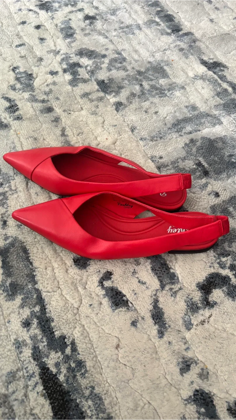 Fashley real leather Red Slingback Flats - Size 7 image indicator(2)