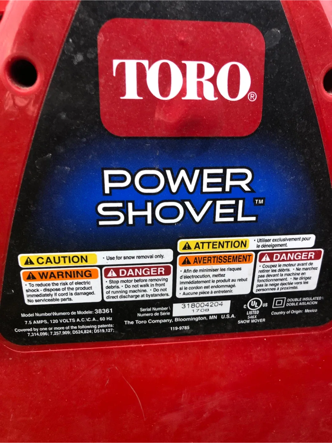 Electric Snow Thrower image indicator(3)