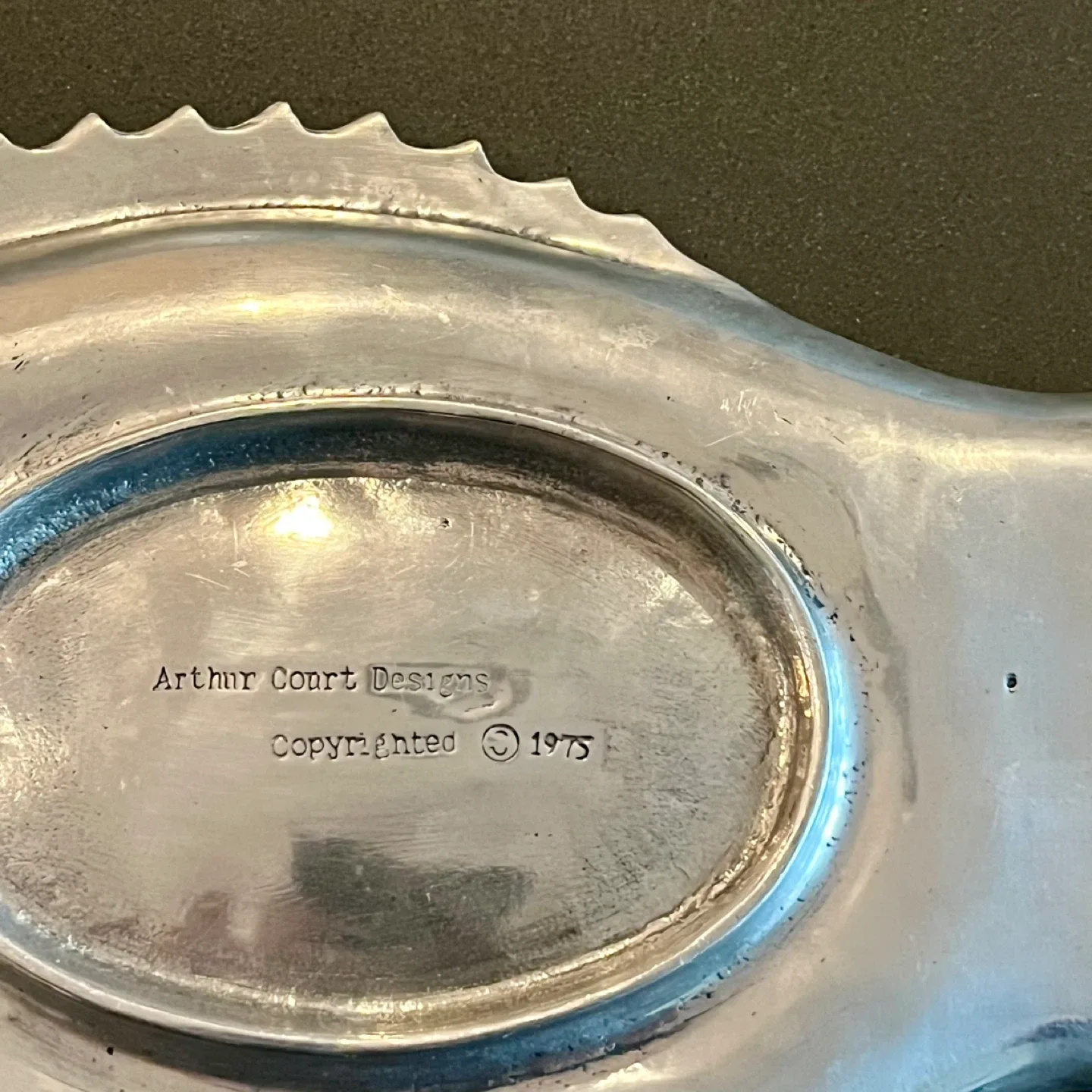 Arthur Court Vintage 1975 Fish Platter with Green Agate Eye image indicator(2)