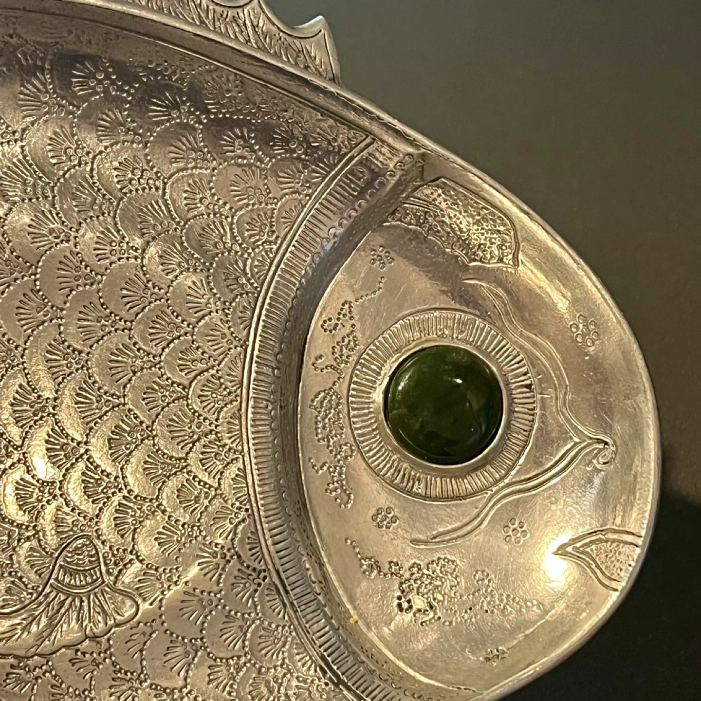 Arthur Court Vintage 1975 Fish Platter with Green Agate Eye image indicator(3)