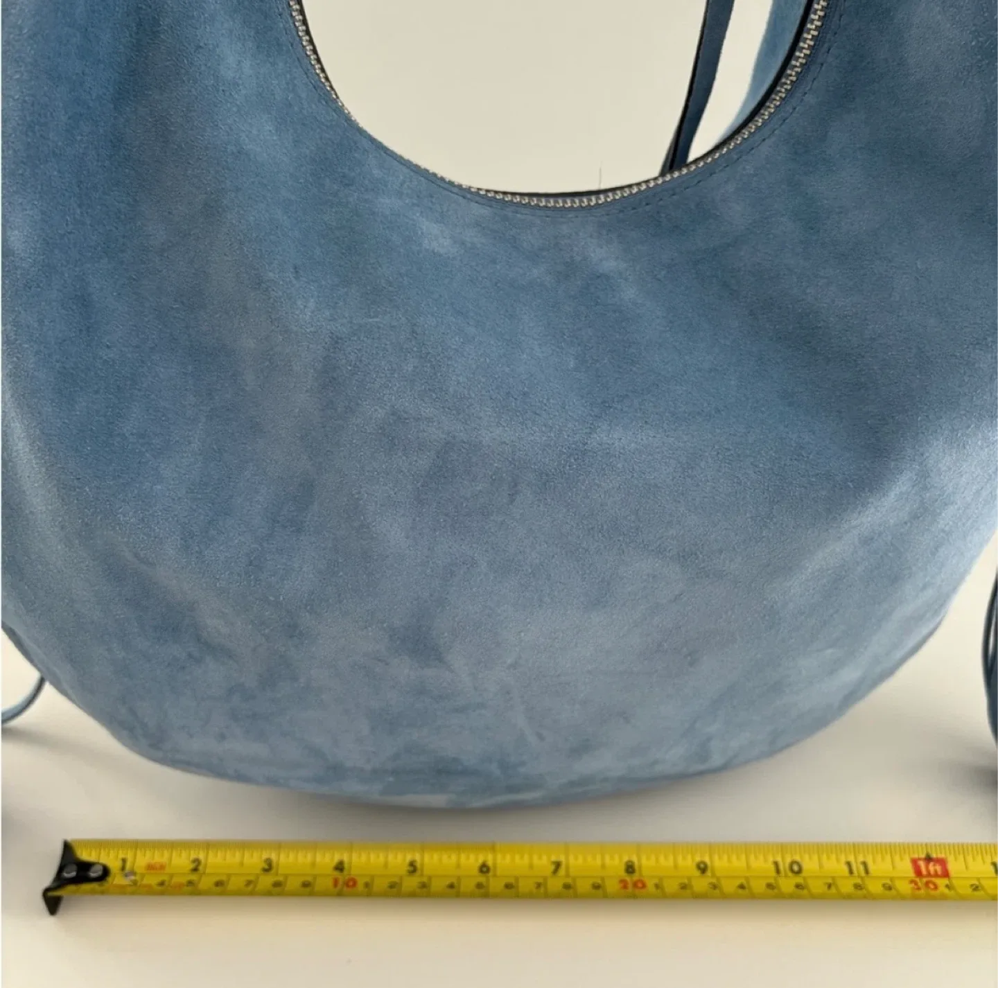 MICHAEL KORS “RHEA” DENIM Blue Suede Shoulder BAG image indicator(9)