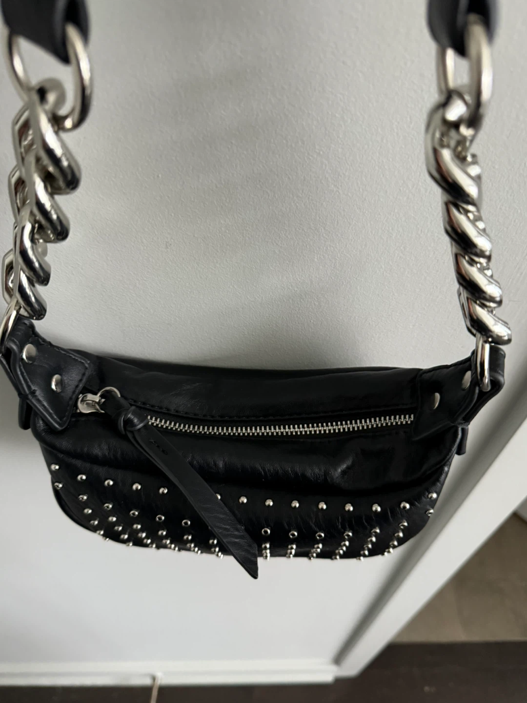 Studded Black Leather Shoulder Bag - photo 3
