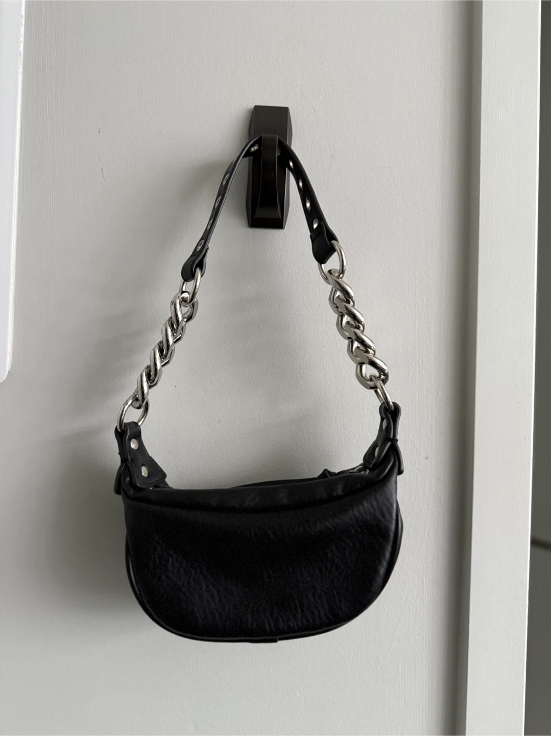 Studded Black Leather Shoulder Bag - photo 4