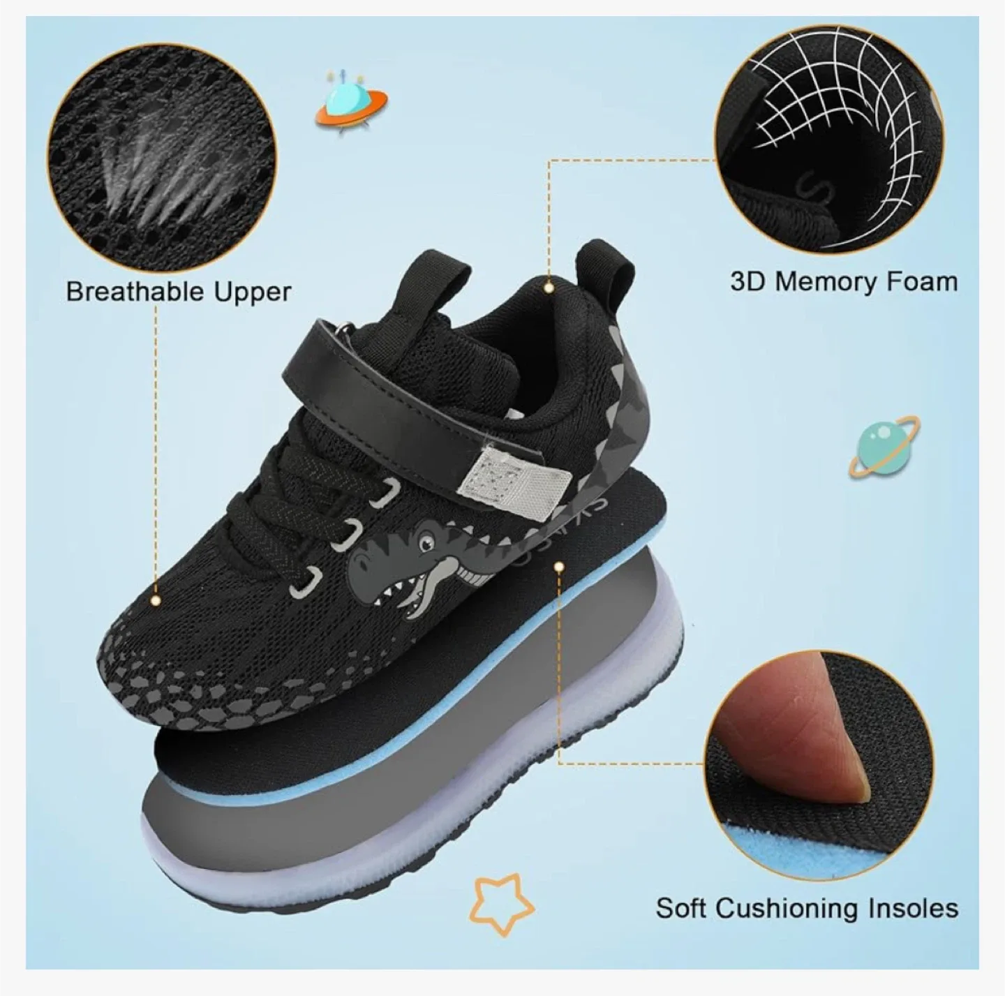 Dinosaur Light-Up Sneakers - Size 8 Toddler image indicator(3)