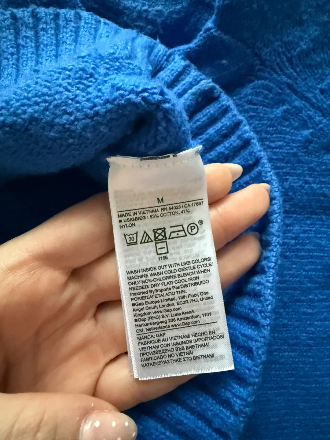 GAP Blue Cotton Blend Sweater - Size M image indicator(4)