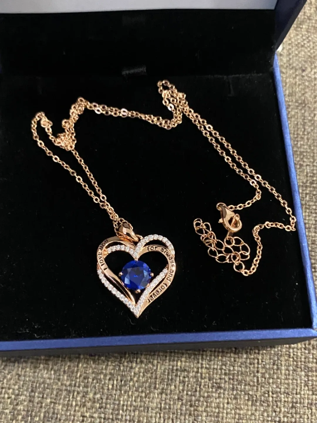 Heart Pendant Necklace with Blue Stone image indicator(4)