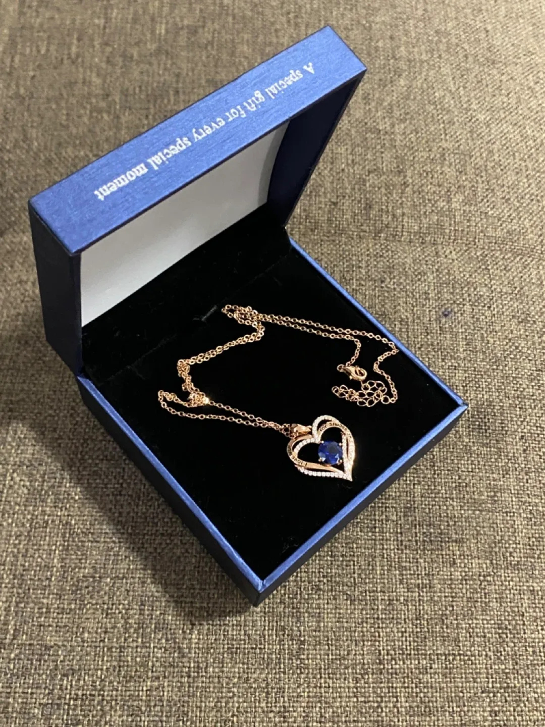 Heart Pendant Necklace with Blue Stone image indicator(3)