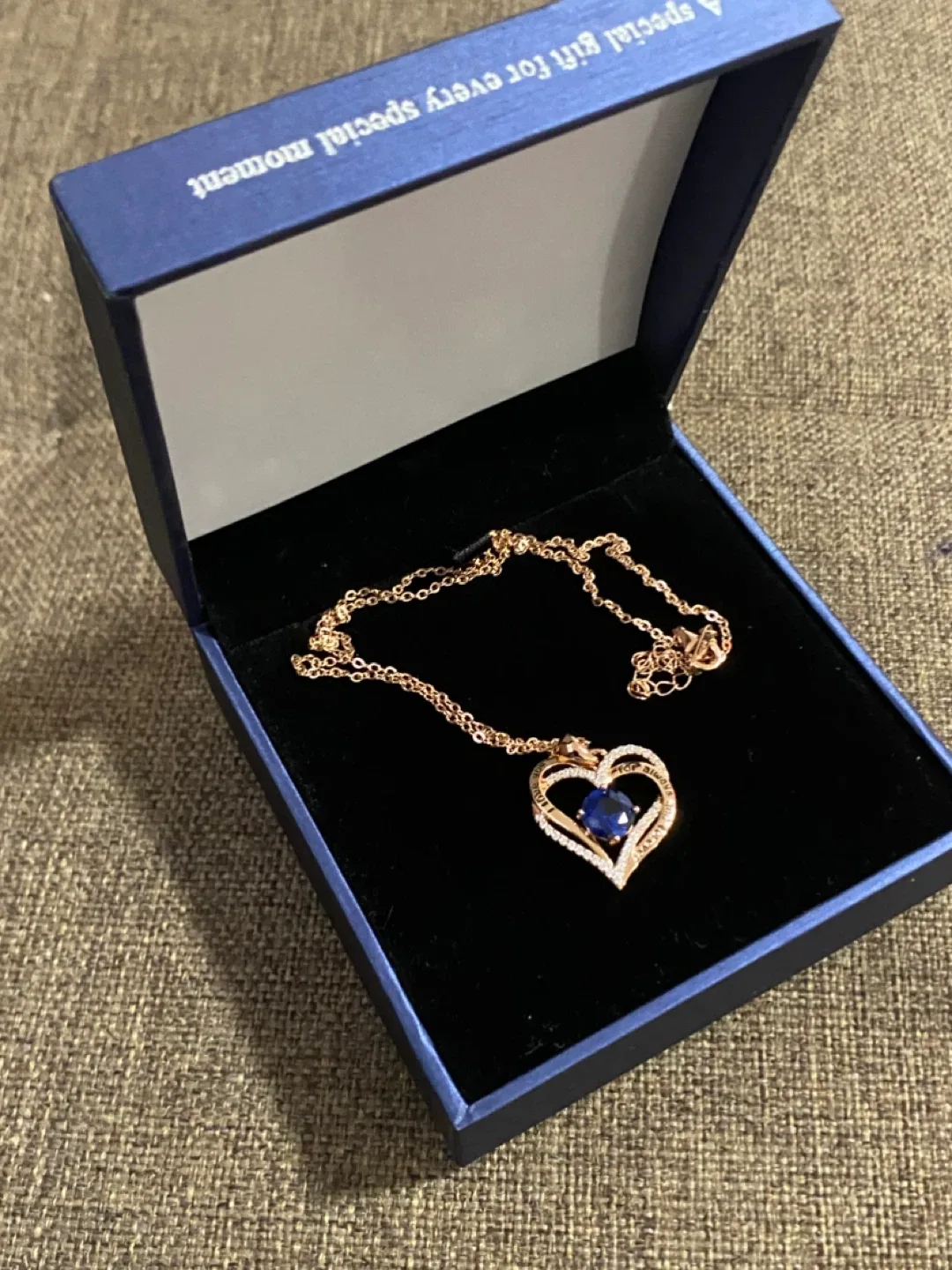 Heart Pendant Necklace with Blue Stone image indicator(6)