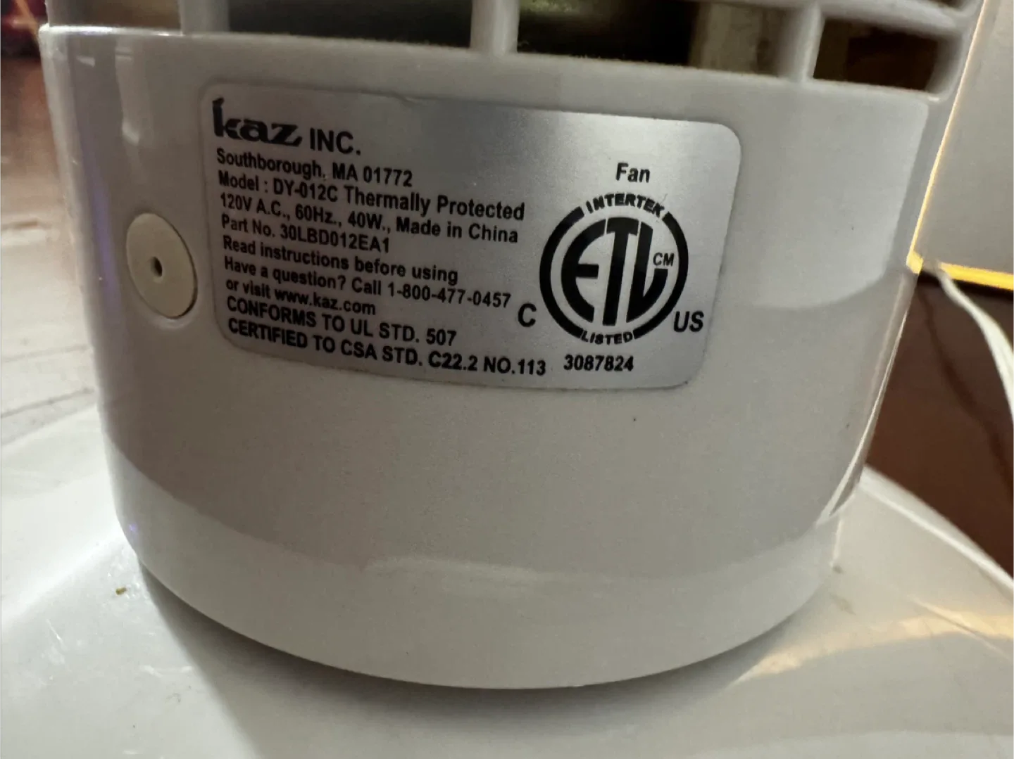 Kaz Tower Fan - Model DY-012C image indicator(3)