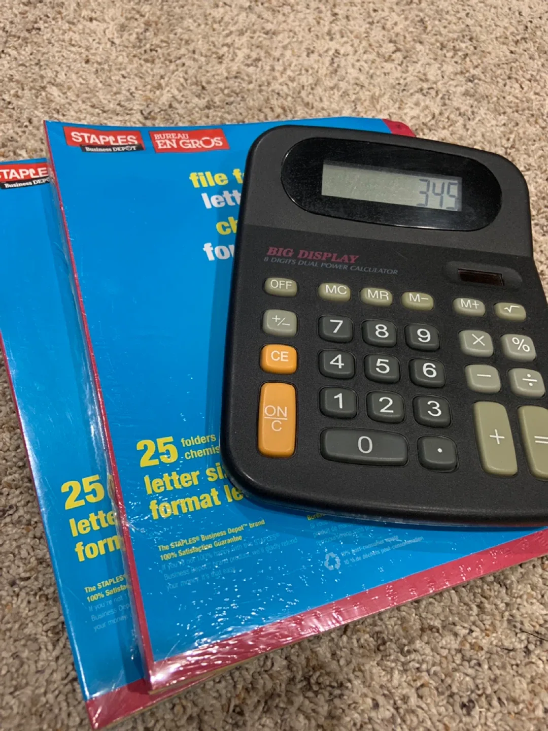 Staples File Folders & Calculator