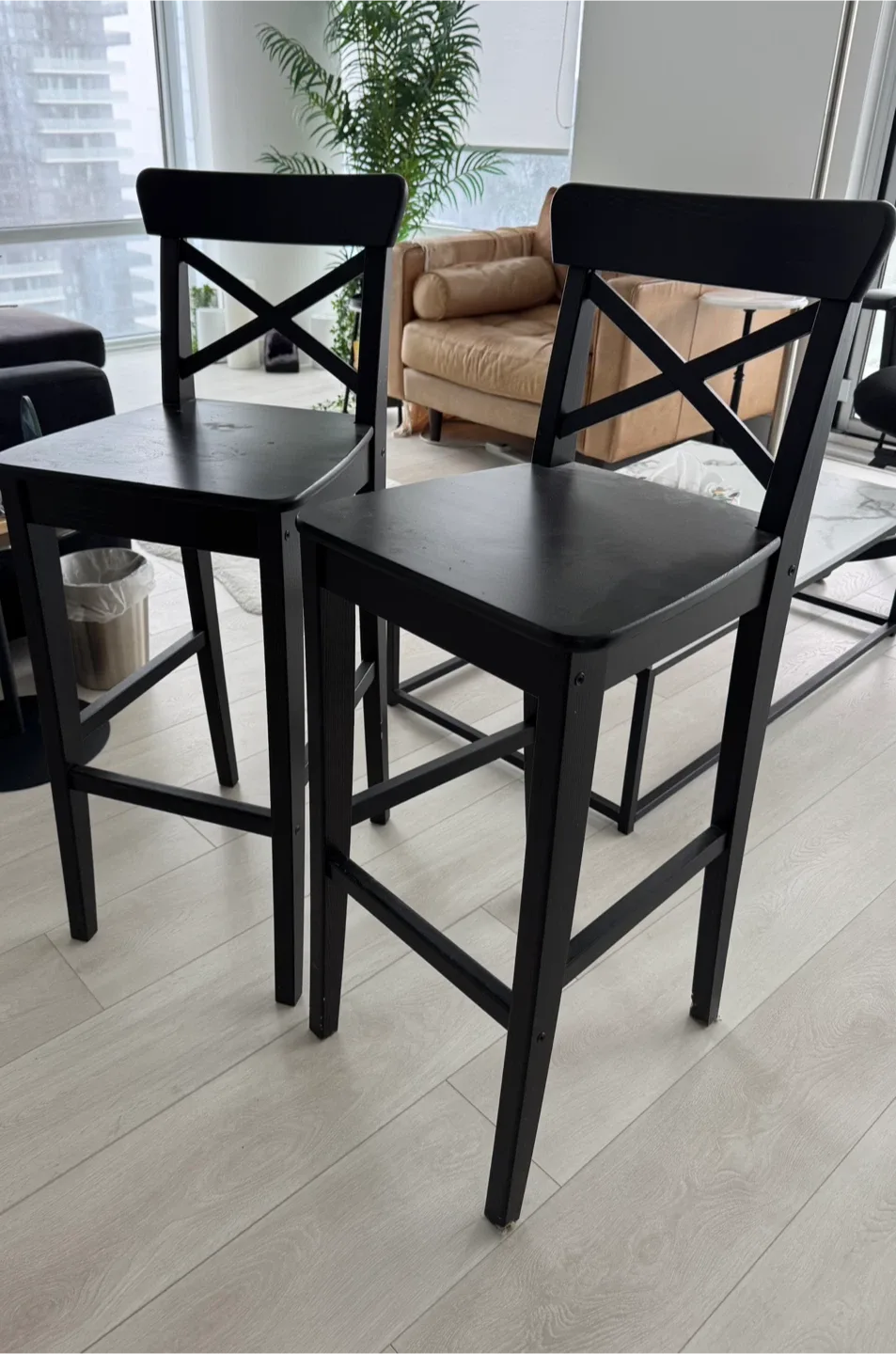Black Bar Stools - Set of 2