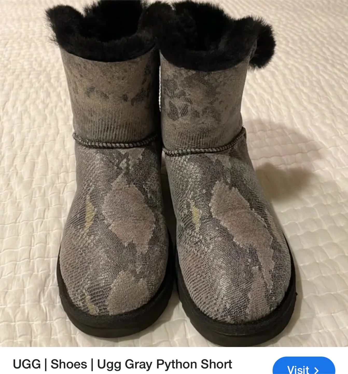 UGG Gray Python Short Boots size 7 image indicator(2)