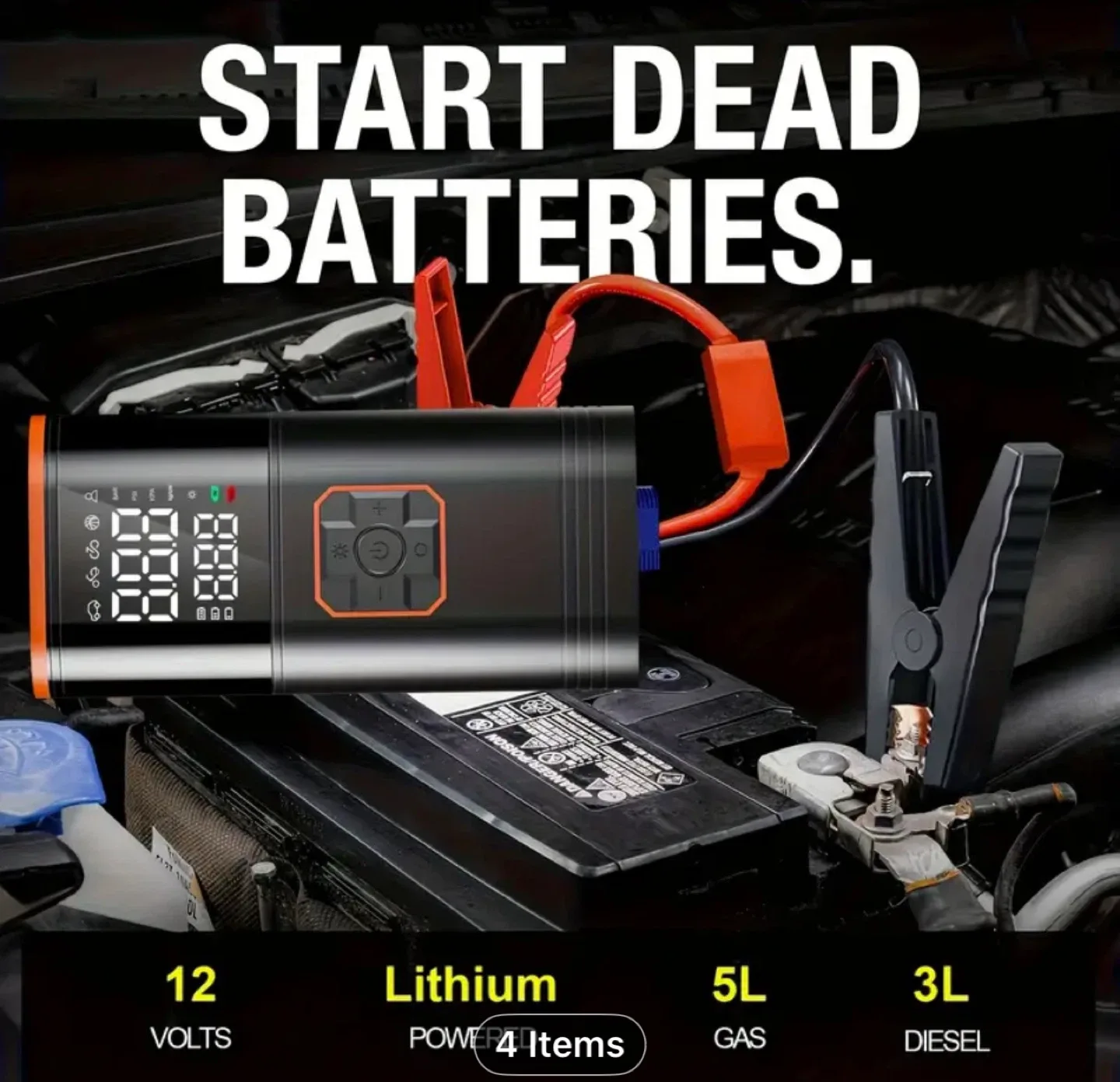 8-in-1Portable Jump Starter with Air Compressor image indicator(6)