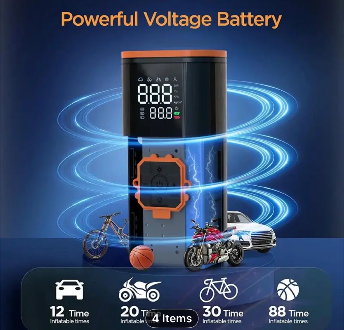 8-in-1Portable Jump Starter with Air Compressor image indicator(3)