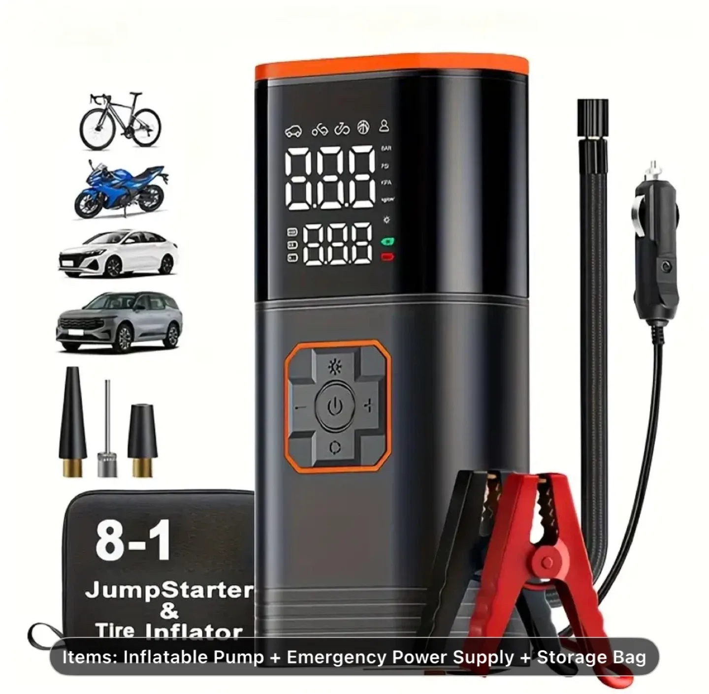 8-in-1Portable Jump Starter with Air Compressor image indicator(9)