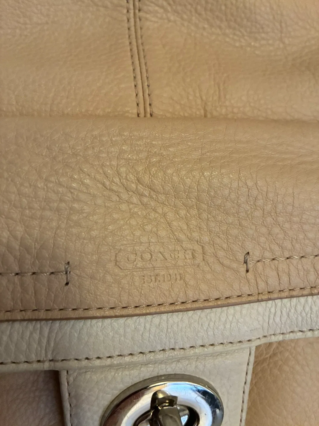 Coach Leather Shoulder Bag - Beige image indicator(7)