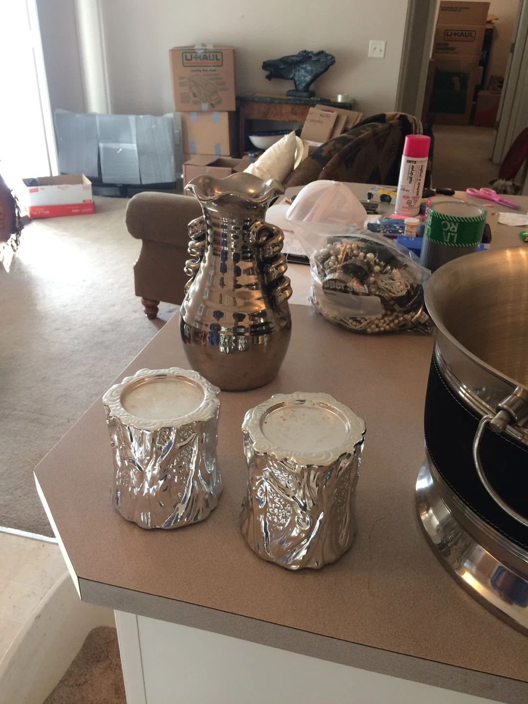 Silver Vase & Candle Holders