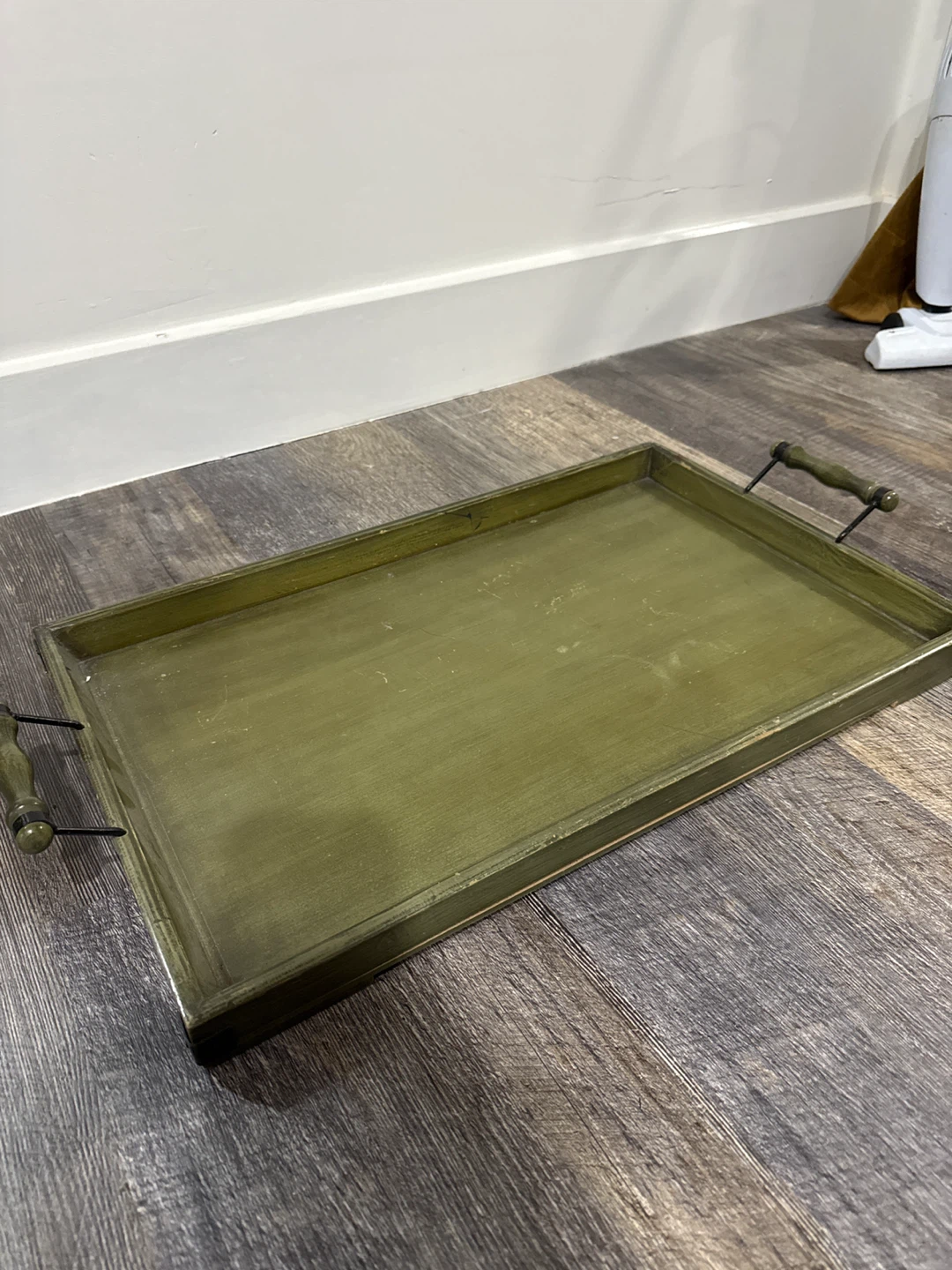 Olive Green Decorative Tray with Handles - photo 2
