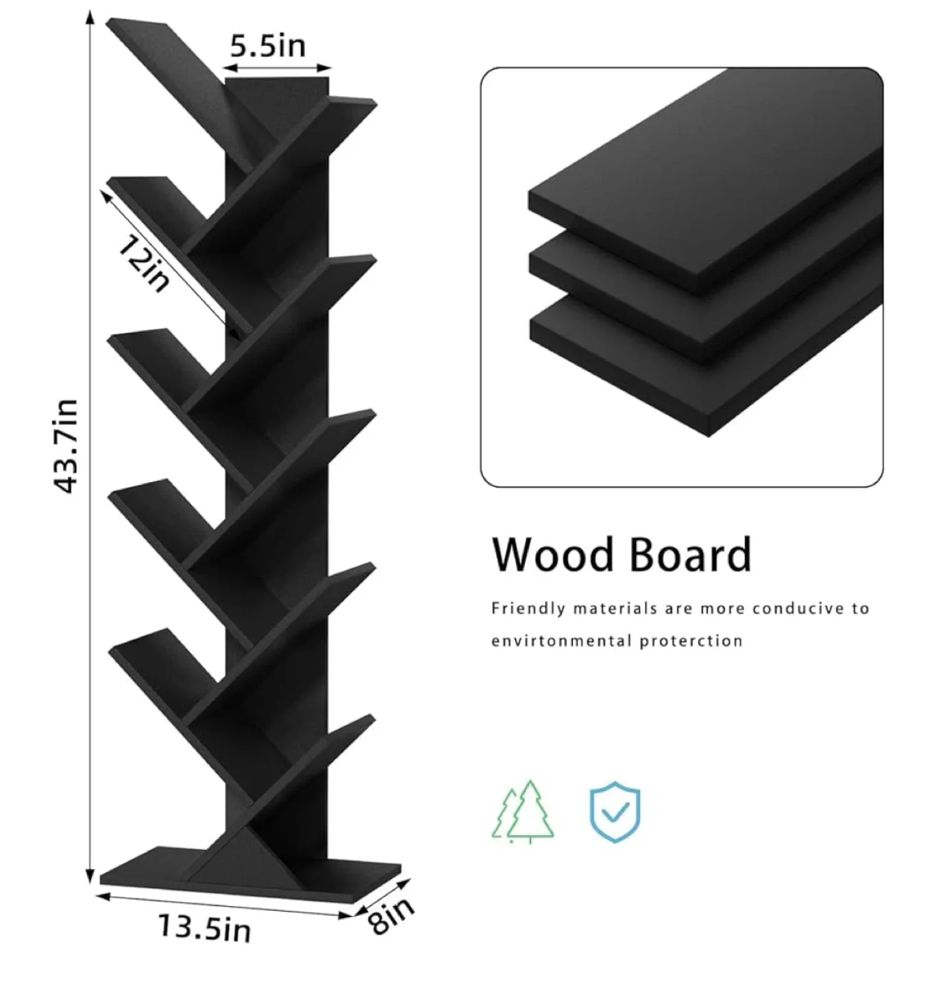 10-Tier Tree Bookshelf - Mysterious Black image indicator(2)