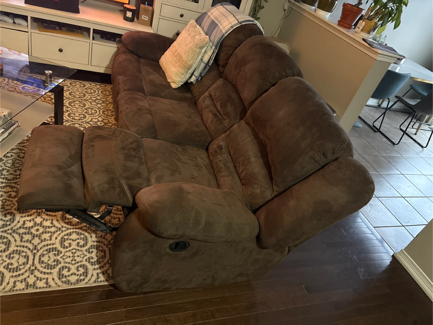 Brown Reclining Sofa - photo 3