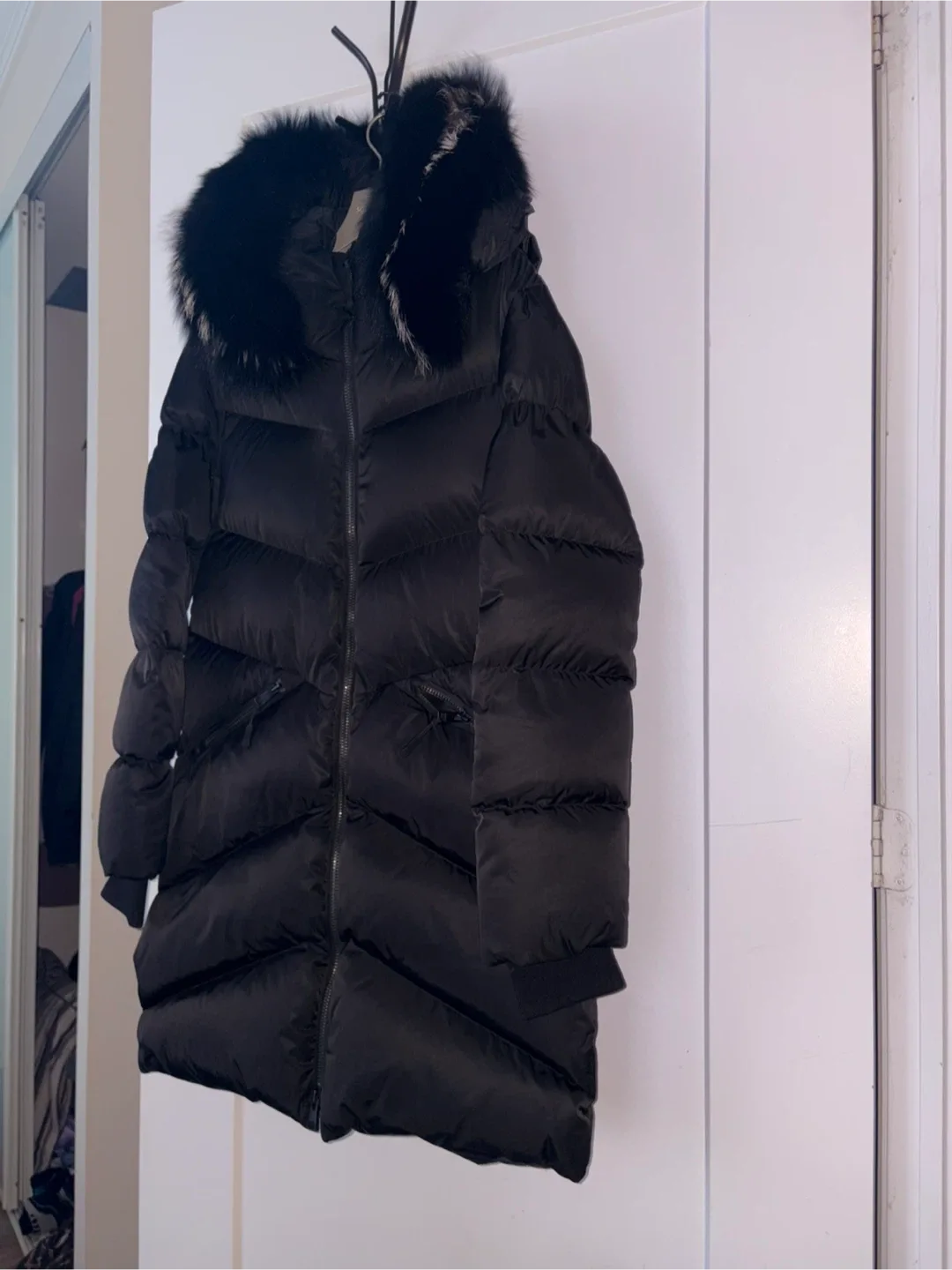 Soia & Kyo Black Down Coat with Fur Hood thumbnail
