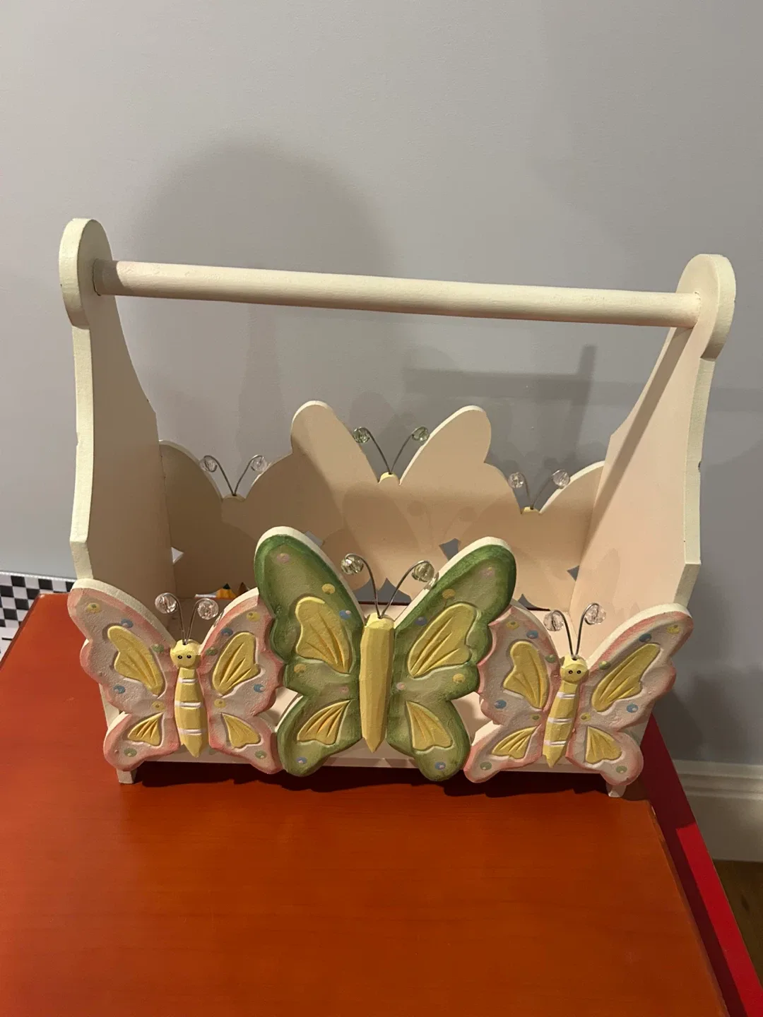 Decorative Butterfly Wooden Basket/ Book storage thumbnail