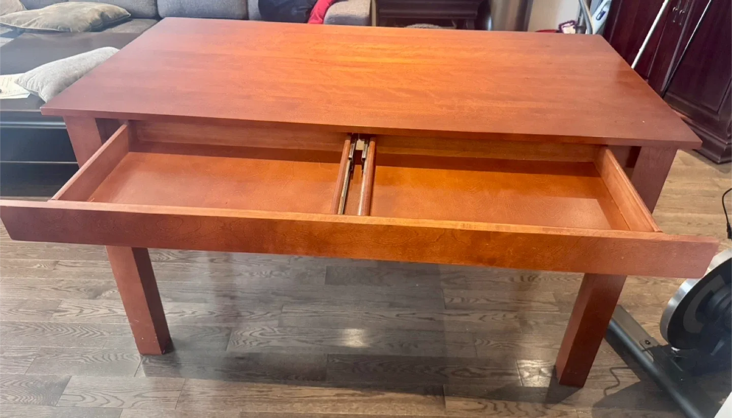 Wood solid maple kitchen harvest table image indicator(3)