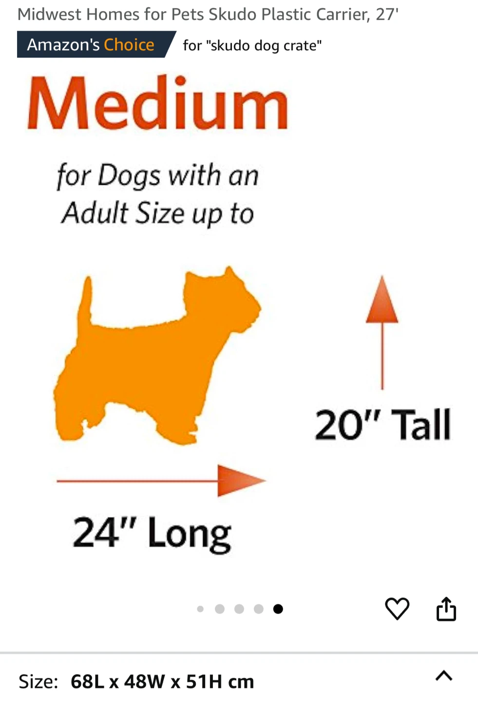 Midwest Skudo Plastic Carrier, 27" Medium Dog Crate - photo 2