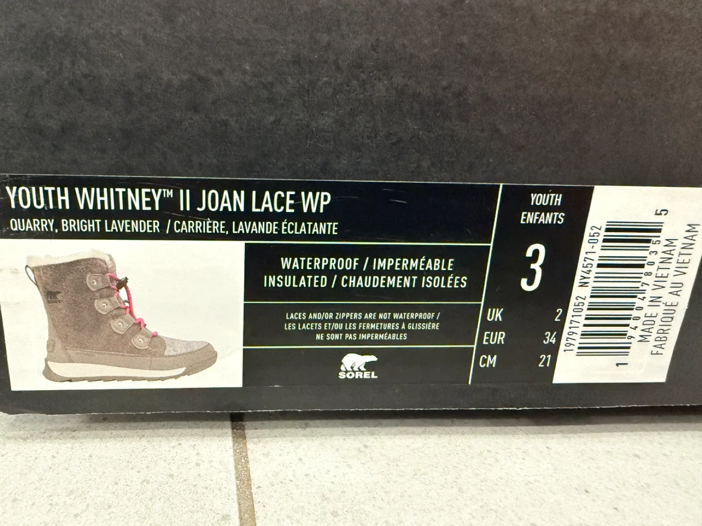 New Sorel Youth Whitney II Joan Lace WP Boots - Size 3 image indicator(2)