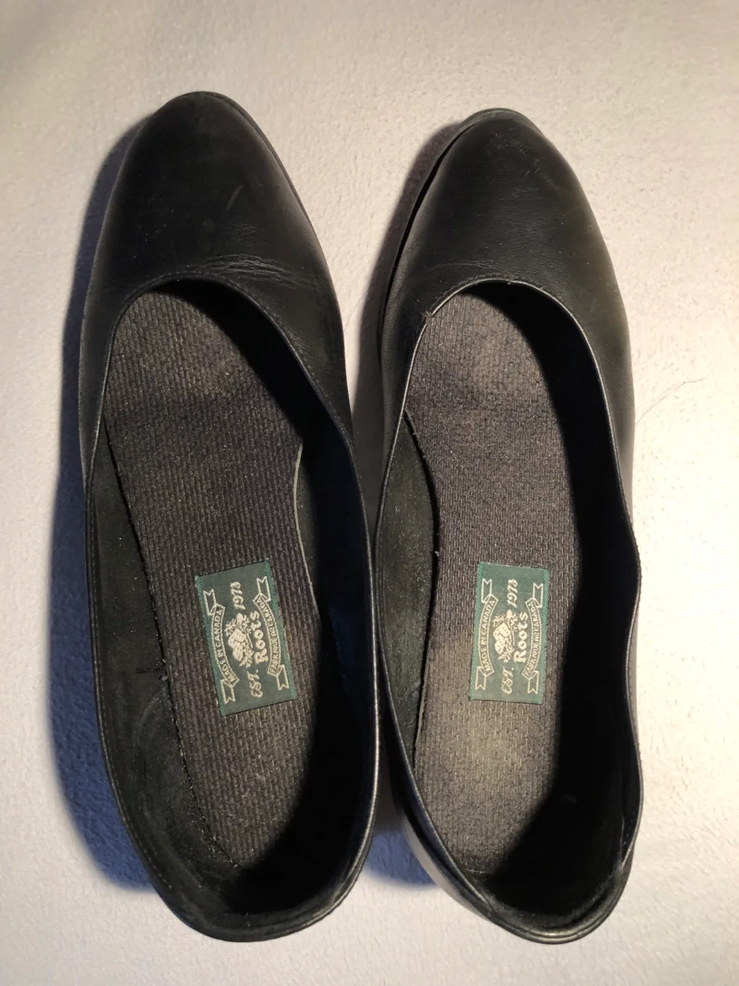 Roots Black Leather Flats - Size 8.6 thumbnail