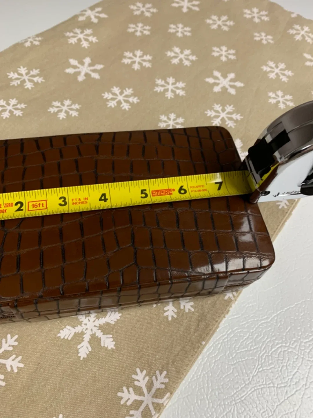 Brown Faux Croc Leather Jewelry Box🥕 image indicator(4)