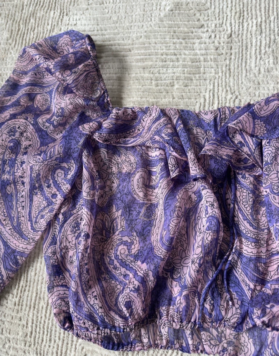 Zara Purple Paisley Crop Top - Size M - photo 2